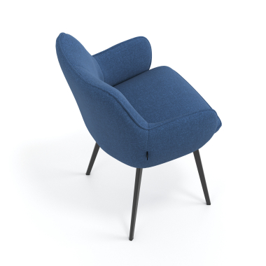 cadeira de visitante preto azul 4 patas tecido bracos estofados 7