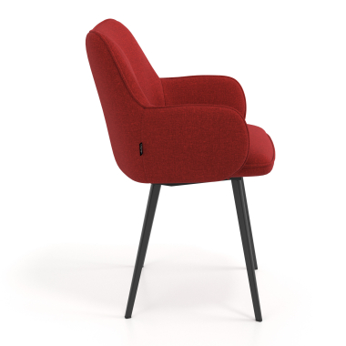 cadeira de visitante preto vermelho 4 patas tecido bracos estofados 3