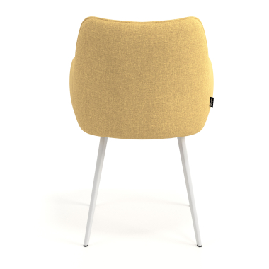 cadeira de visitante branco amarelo 4 patas tecido bracos estofados 6