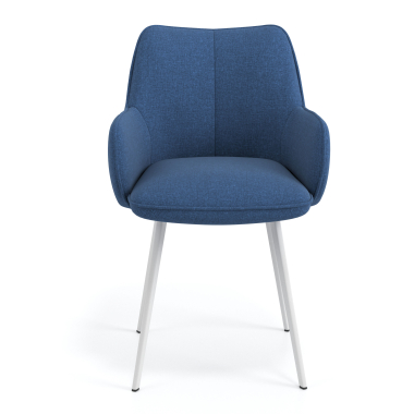 cadeira de visitante branco azul 4 patas tecido bracos estofados 4