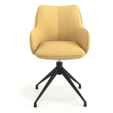 cadeira de reuniao preto amarelo giratoria tecido bracos estofados 4