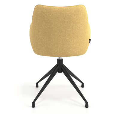 cadeira de reuniao preto amarelo giratoria tecido bracos estofados 6