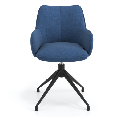 cadeira de reuniao preto azul giratoria tecido bracos estofados 4