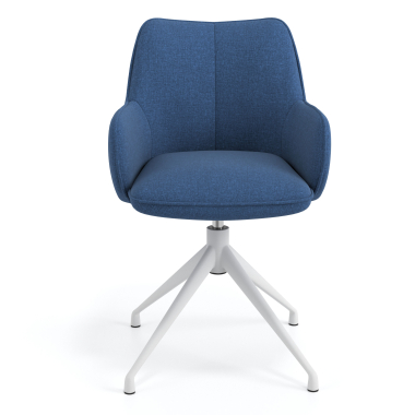 cadeira de reuniao branco azul giratoria tecido bracos estofados 4