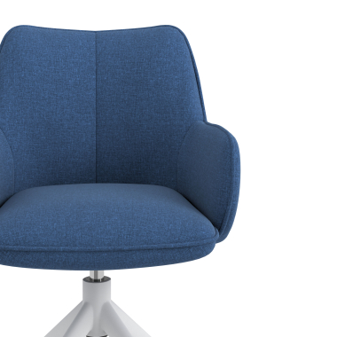 cadeira de reuniao branco azul giratoria tecido bracos estofados 5