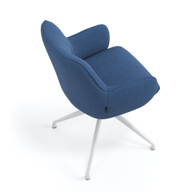 cadeira de reuniao branco azul giratoria tecido bracos estofados 7
