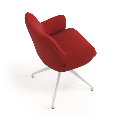 cadeira de reuniao branco vermelho giratoria tecido bracos estofados 7