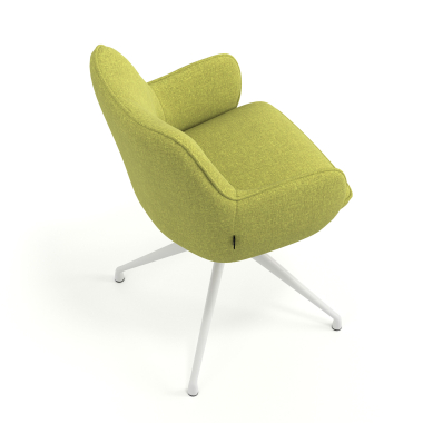 cadeira de reuniao branco verde giratoria tecido bracos estofados 7