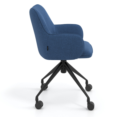 cadeira de reuniao preto azul giratoria com rodizios tecido bracos estofados 3