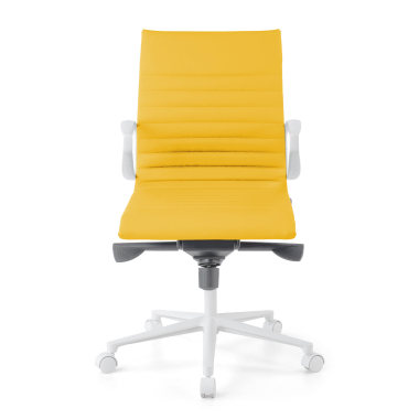 cadeira executiva e de direcao branco amarelo respaldo baixo estrutura branca pele sintetica bracos fixos 3