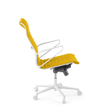 cadeira executiva e de direcao branco amarelo respaldo alto estrutura branca pele sintetica bracos fixos 5