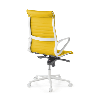 cadeira executiva e de direcao branco amarelo respaldo alto estrutura branca pele sintetica bracos fixos 6