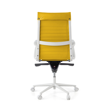 cadeira executiva e de direcao branco amarelo respaldo alto estrutura branca pele sintetica bracos fixos 7