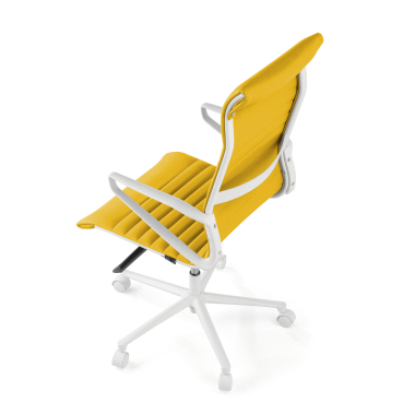 cadeira executiva e de direcao branco amarelo respaldo alto estrutura branca pele sintetica bracos fixos 8
