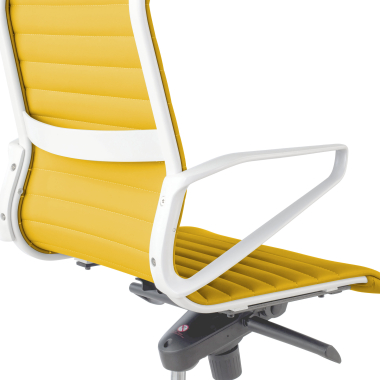 cadeira executiva e de direcao branco amarelo respaldo alto estrutura branca pele sintetica bracos fixos 10