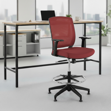banco ergonomico vermelho taburete malha mesh bracos regulaveis 1d 2