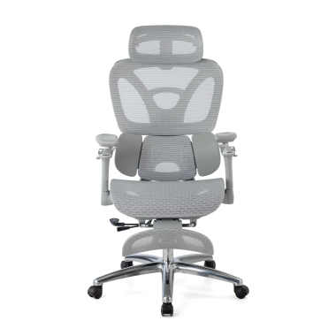 cadeira ergonomica cinza sense ultra malha mesh bracos regulaveis 4d apoio lombar apoio de cabeca apoio de pes extensivel 7
