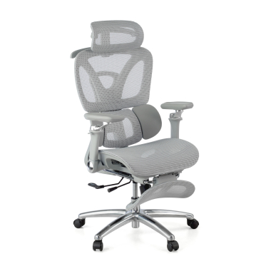 cadeira ergonomica cinza sense ultra malha mesh bracos regulaveis 4d apoio lombar apoio de cabeca apoio de pes extensivel 1