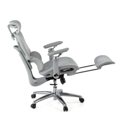 cadeira ergonomica cinza sense ultra malha mesh bracos regulaveis 4d apoio lombar apoio de cabeca apoio de pes extensivel 8