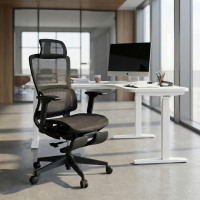 Cadeira de escritório ergonómica Balance Pro com repousa-pés, apoios de braços 3D
