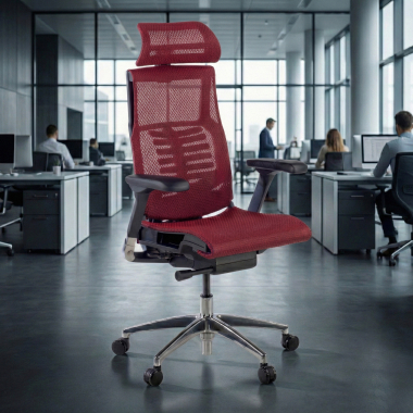 cadeira ergonomica vermelho estrutura negra malha mesh bracos regulaveis 5d apoio lombar apoio de cabeca 2