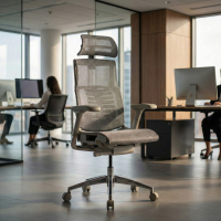 Cadeira ergonómica Pofit2, modelo premium, moldura cinzenta