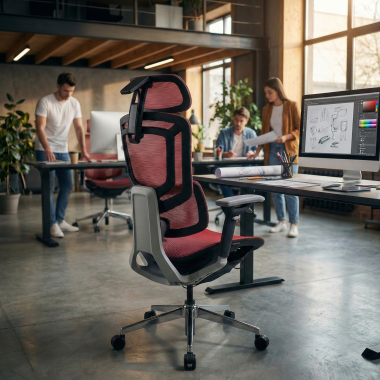 cadeira ergonomica vermelho valkyr malha mesh bracos regulaveis 4d apoio lombar duplo apoio de cabeca 2
