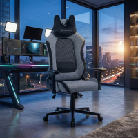 Cadeira gaming com massagem Vital, tecido respirável, braços rebatíveis