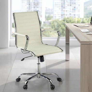 cadeira de escritorio branco encosto baixo pele sintetica bracos fixos 2