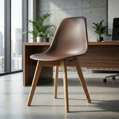 cadeira nordica marrom bergen plastico sem bracos 2