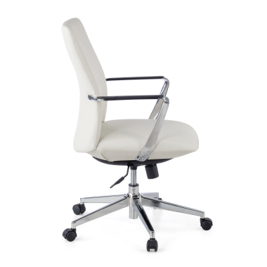 poltrona de escritorio branco encosto baixo pele sintetica bracos fixos 6