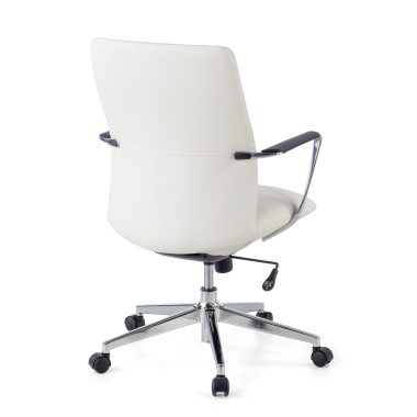 poltrona de escritorio branco encosto baixo pele sintetica bracos fixos 9