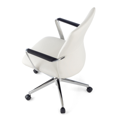 poltrona de escritorio branco encosto baixo pele sintetica bracos fixos 7
