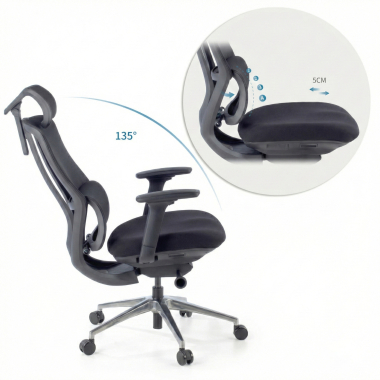 cadeira ergonomica preto aeroflow estrutura negra malha mesh bracos regulaveis 3d apoio lombar duplo apoio de cabeca 4