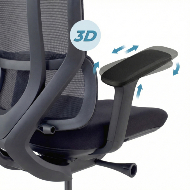 cadeira ergonomica preto aeroflow estrutura negra malha mesh bracos regulaveis 3d apoio lombar duplo apoio de cabeca 5
