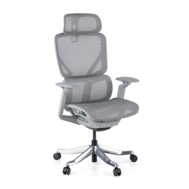 cadeira ergonomica branco cinzento aerofit estrutura branca malha mesh bracos regulaveis 4d apoio lombar duplo apoio de cabeca 1