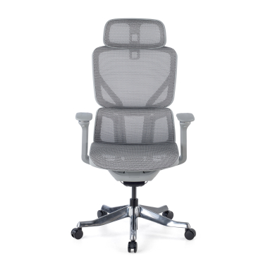 cadeira ergonomica branco cinzento aerofit estrutura branca malha mesh bracos regulaveis 4d apoio lombar duplo apoio de cabeca 3