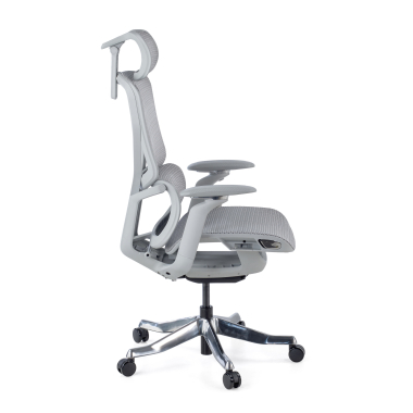 cadeira ergonomica branco cinzento aerofit estrutura branca malha mesh bracos regulaveis 4d apoio lombar duplo apoio de cabeca 4