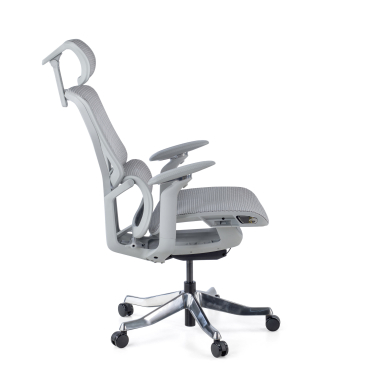 cadeira ergonomica branco cinzento aerofit estrutura branca malha mesh bracos regulaveis 4d apoio lombar duplo apoio de cabeca 5