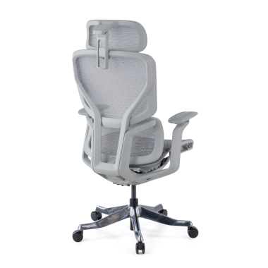 cadeira ergonomica branco cinzento aerofit estrutura branca malha mesh bracos regulaveis 4d apoio lombar duplo apoio de cabeca 6