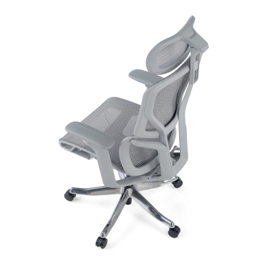 cadeira ergonomica branco cinzento aerofit estrutura branca malha mesh bracos regulaveis 4d apoio lombar duplo apoio de cabeca 7