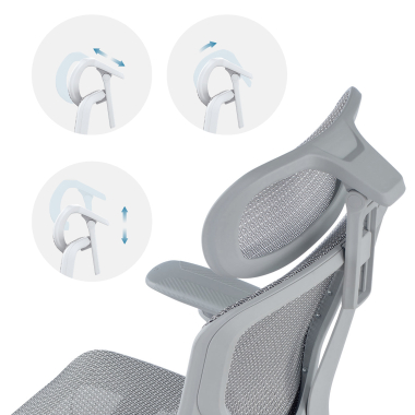 cadeira ergonomica branco cinzento aerofit estrutura branca malha mesh bracos regulaveis 4d apoio lombar duplo apoio de cabeca 12