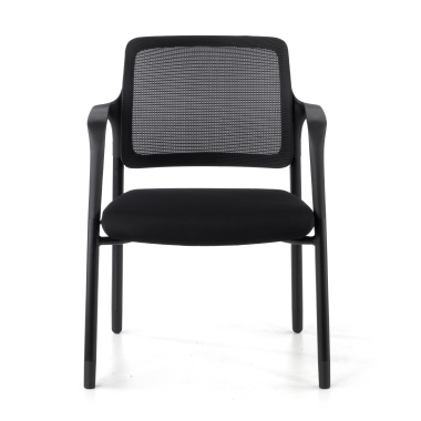 cadeira de visitante preto com bracos malha mesh bracos fixos 3