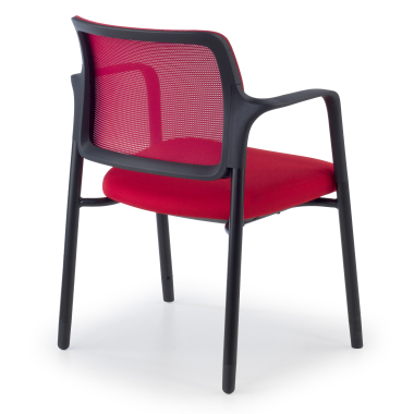cadeira de visitante vermelho com bracos malha mesh bracos fixos 8