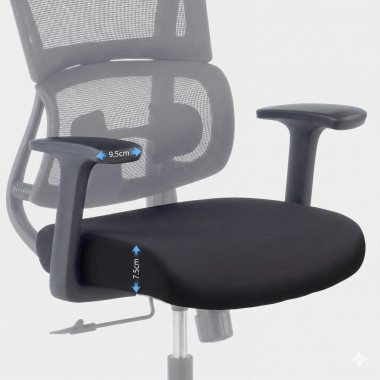 cadeira ergonomica preto com apoio de cabeca tecido bracos fixos apoio lombar duplo apoio de cabeca 10
