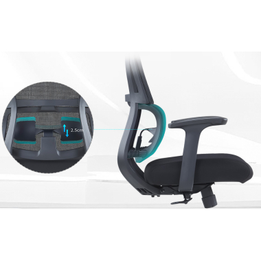 cadeira ergonomica preto sem reposacabecas tecido bracos fixos apoio lombar duplo 5