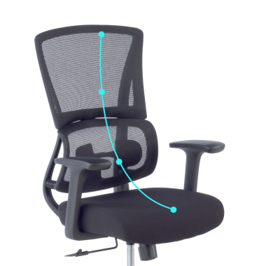cadeira ergonomica preto sem reposacabecas tecido bracos fixos apoio lombar duplo 8