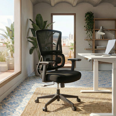 cadeira ergonomica preto sem reposacabecas tecido bracos fixos apoio lombar duplo 2