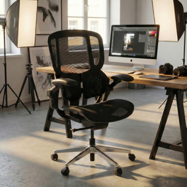 cadeira ergonomica preto erghos one sem apoio de cabeca malha mesh bracos regulaveis 3d apoio lombar duplo 2