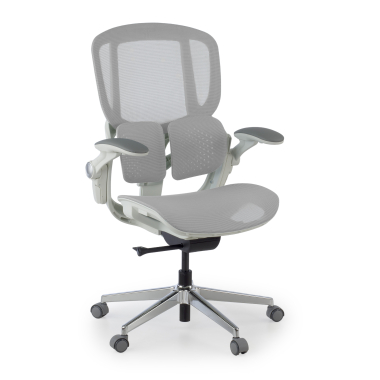cadeira ergonomica branco cinzento erghos one sem apoio de cabeca malha mesh bracos regulaveis 3d apoio lombar duplo 1
